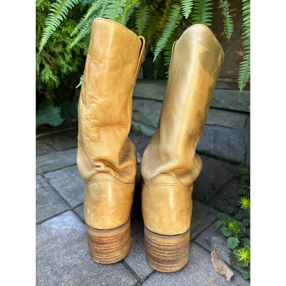 Vintage Early Cats Paw Heels Campus Pull On Boots Sz 9.5 Leather Made In Korea - Picture 12 of 16